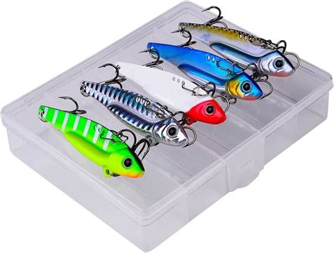 Amazon.com : 5pcs Vib Hard Fishing Lure Spinner Spoons Set 